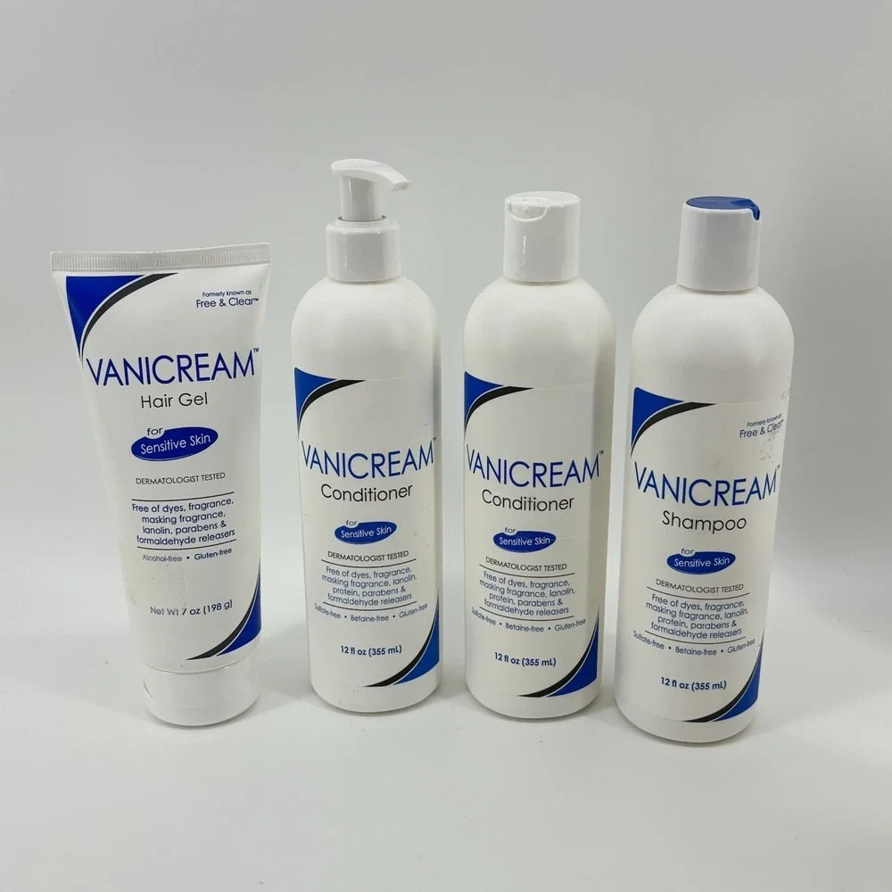 Lot of 5 Vanicream Free & Clear 12 oz - 1 Shampoo - 2 Conditioner - 1 Hair Gel